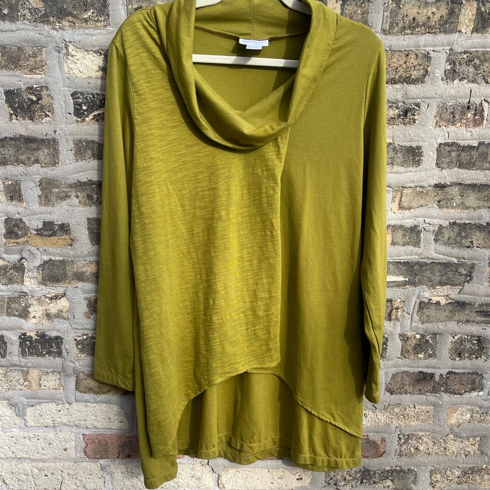Asymmetrical Tunic w/ Cowl Neck & Front Opening by Soft Surroundings. Size L